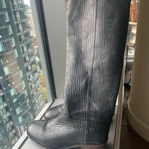 Tory Burch pebble leather black boots 8